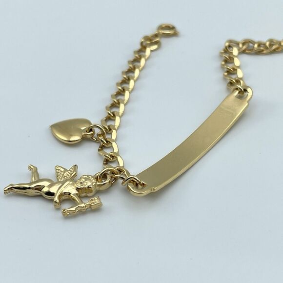 Speidel Ladies Gold Tone Chain Charm Bracelet Cupid Heart Love Valentines - Picture 4 of 5